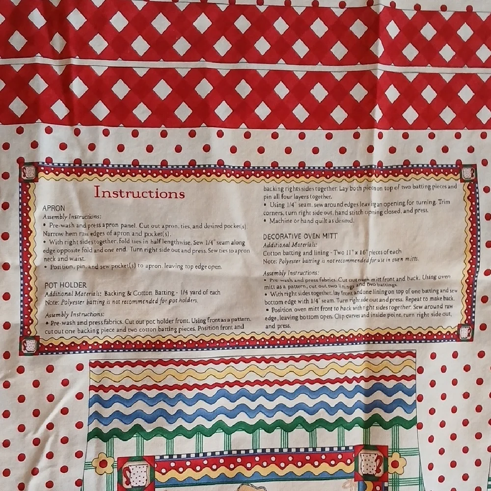 Debbie Mumm Apron/Oven Mitt/Pot Holder Fabric DIY